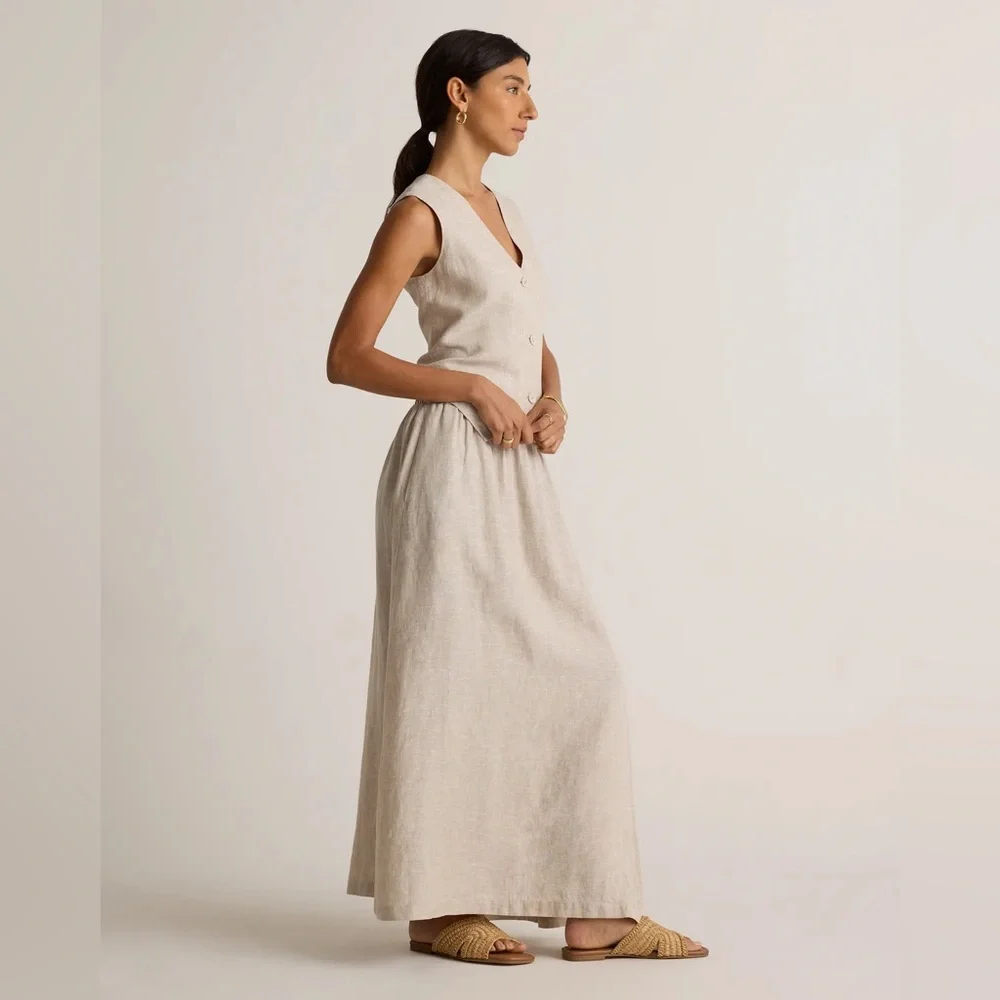 QUINCE NWT 100% european lInen maxi skirt -flax -medium - Picture 8 of 13